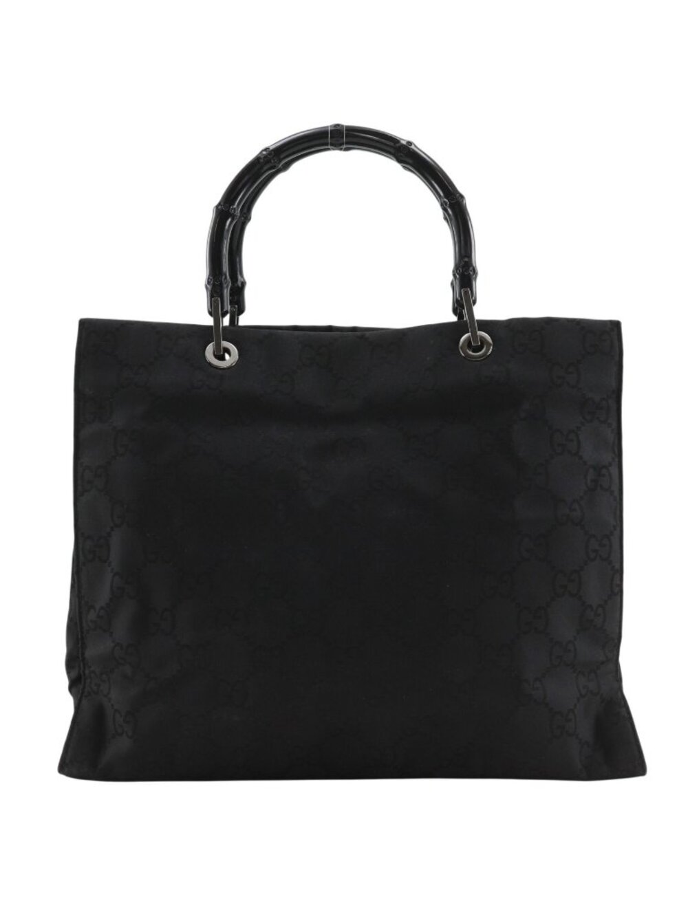Gucci GG Tote Bamboo Nylon Canvas Black Handbag